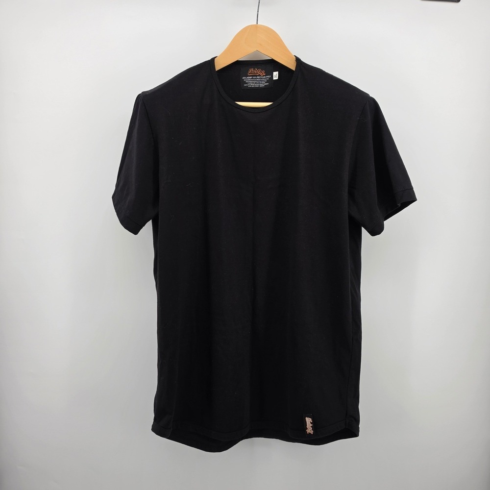 UnderDog Hemp Mens XL Black Short Sleeve Recycled Poly Blend T-Shirt Crew Neck